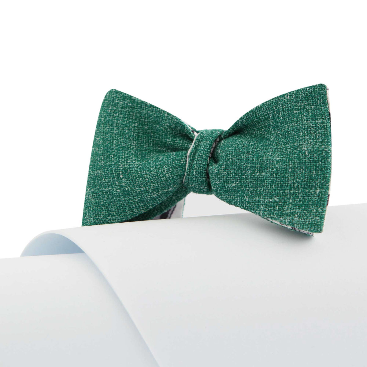 Papillon Da Annodare Double Face in Seta e Cotone Verde e Bianco