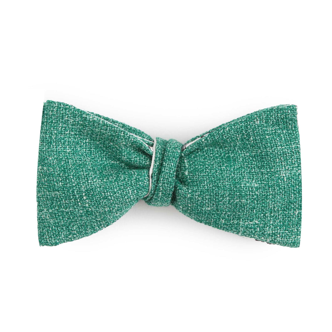 Cotton & Silk Green & White Double Face Self Tied Bow Tie