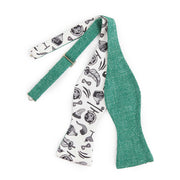 Papillon Da Annodare Double Face in Seta e Cotone Verde e Bianco