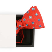 Papillon Da Annodare Rosso in Pura Seta con Fantasia Geometrica