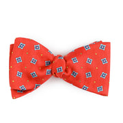 Papillon Da Annodare Rosso in Pura Seta con Fantasia Geometrica