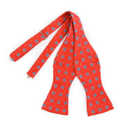 Papillon Da Annodare Rosso in Pura Seta con Fantasia Geometrica