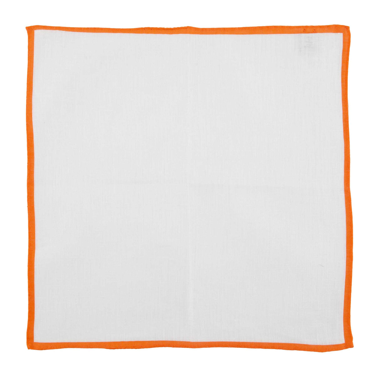 Fazzoletto da Taschino In Lino Bianco Con Bordo Arancione aperto