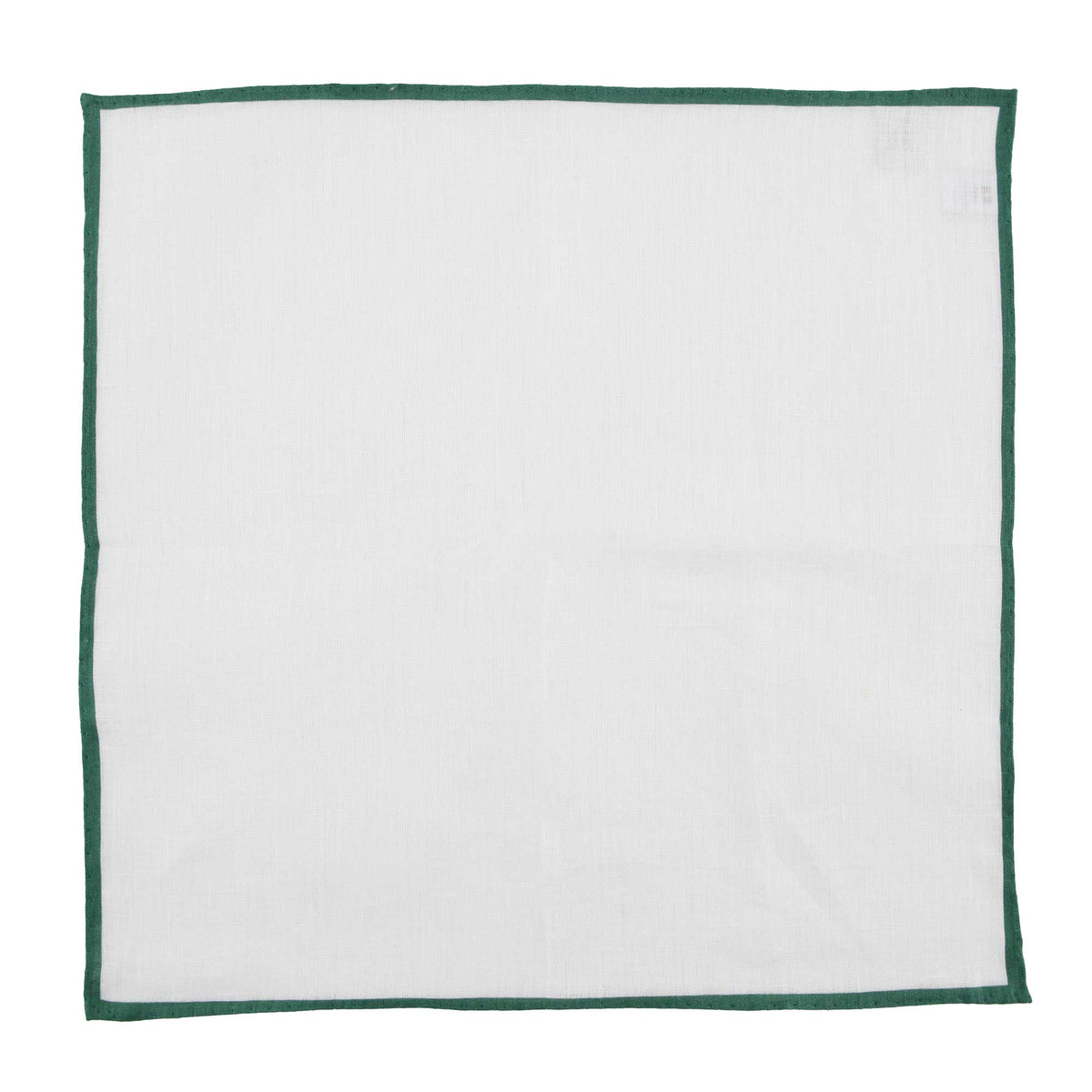 Fazzoletto da Taschino In Lino Bianco Con Bordo Verde aperto