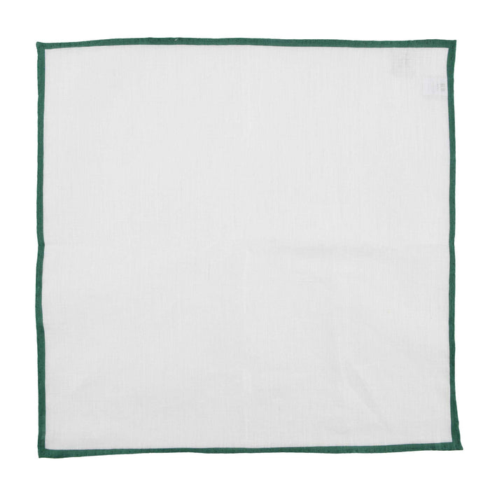 Fazzoletto da Taschino In Lino Bianco Con Bordo Verde
