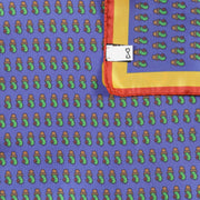 dettaglio Fazzoletto da Taschino in Seta Blue con bordo Roma Pattern Grafico