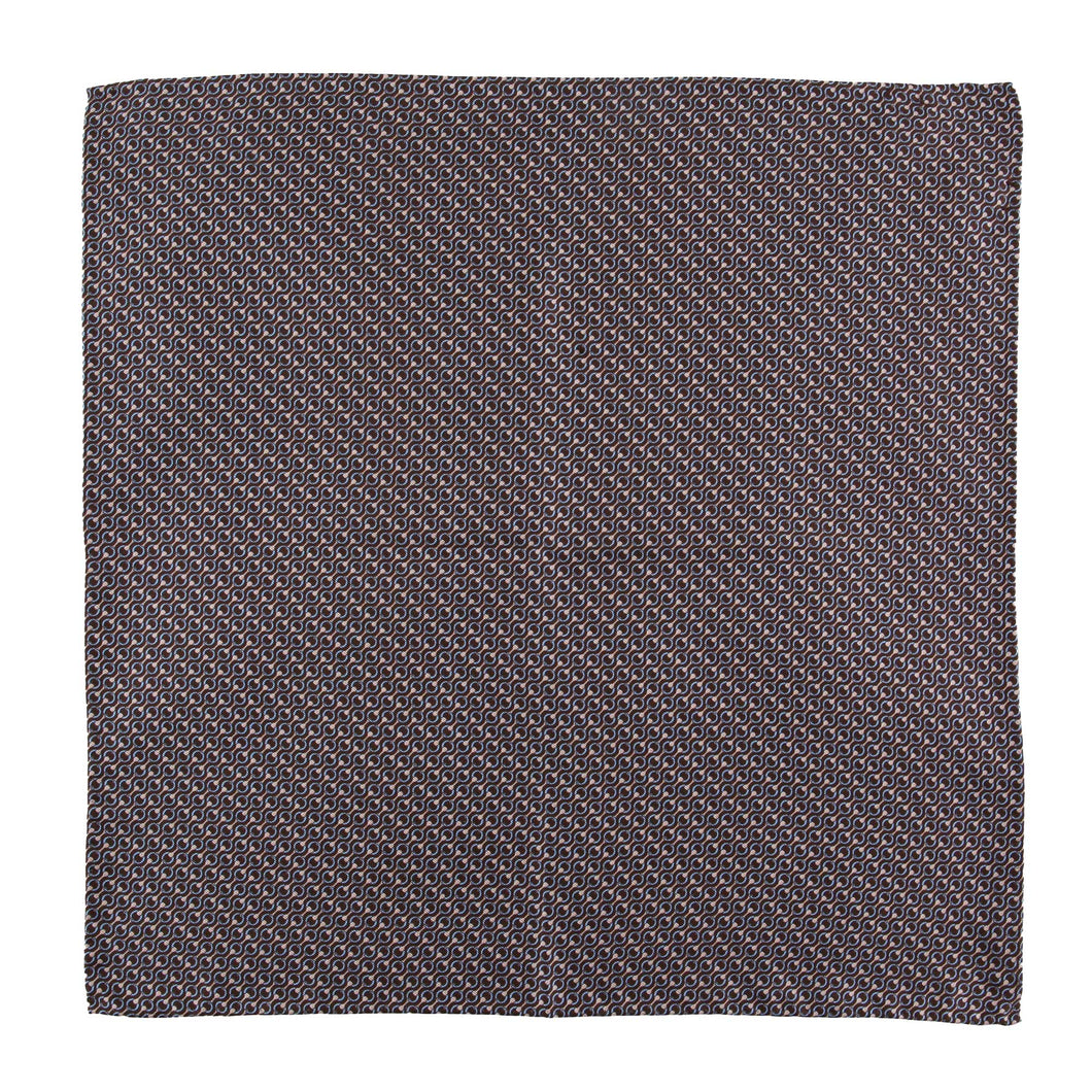 Brown Pure Silk Pocket Square in Chain Pattern