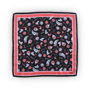 Pochette In seta Nera Con Design Illogico Rosso