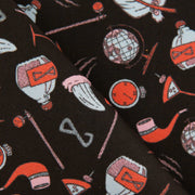 Pochette In seta Nera Con Design Illogico Rosso