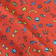 Zoom Fazzoletto da Taschino in Seta Rossa con bordo blu Pattern Illogico