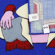 dettaglio Fazzoletto da Taschino in Lana Blu Design Figurativo
