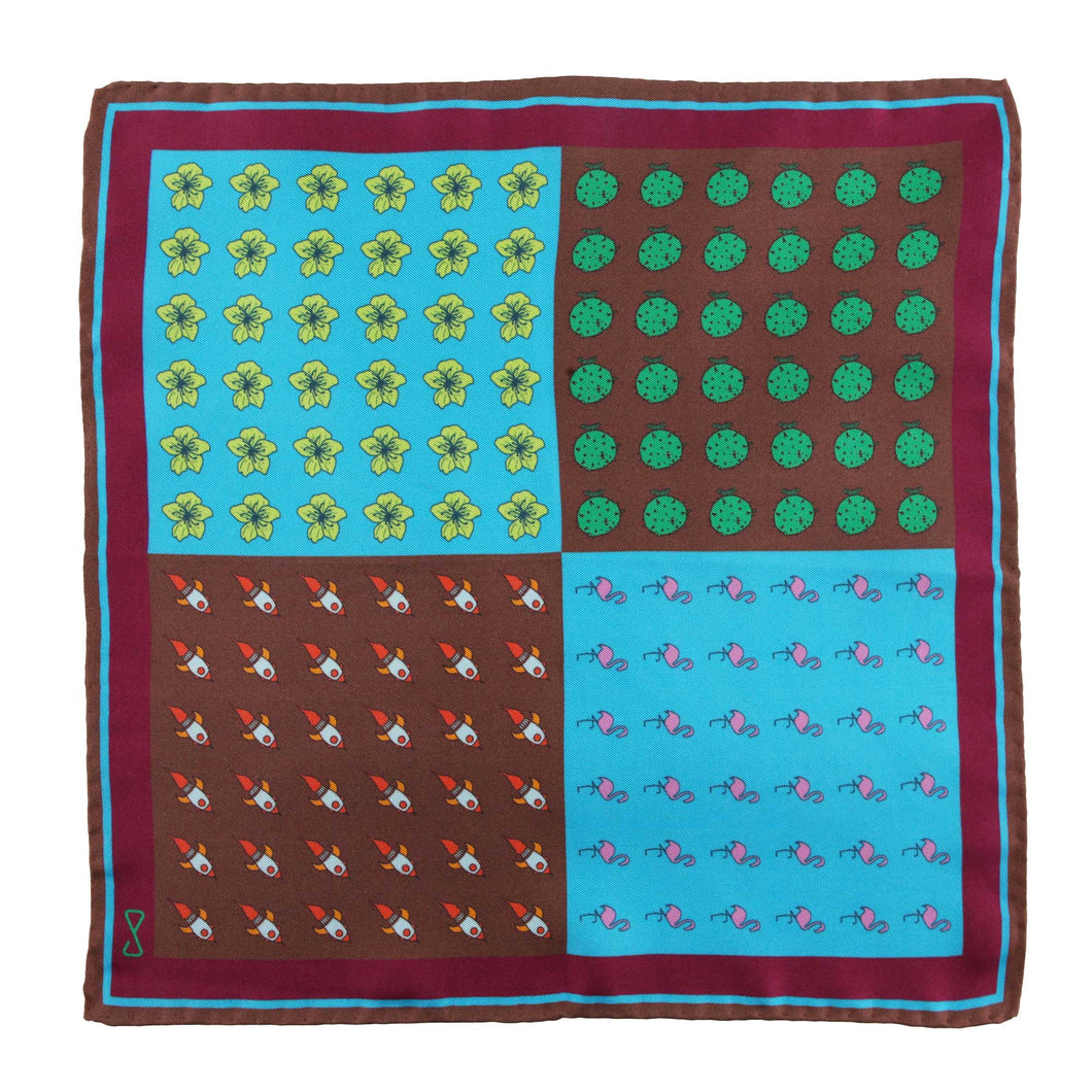 Multicolor Pure Silk Pocket Square in Multi Design