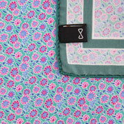 Pochette In Seta Verde Con Fantasia Floreale