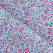 Pochette In Seta Verde Con Fantasia Floreale