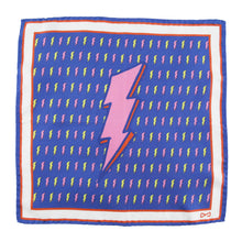 Load image into Gallery viewer, Blue Pure Silk Pocket Square in Lightning Pattern
