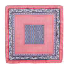 Load image into Gallery viewer, Pink Pure Silk Pocket Square in Geometric Pattern
