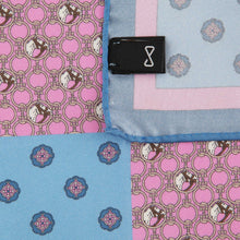 Load image into Gallery viewer, Pink and Light Blue Pure Silk Pocket Square in Geometric Pattern
