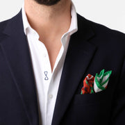 Fazzoletto da Taschino tricolore Italia con pattern Rondini indossato