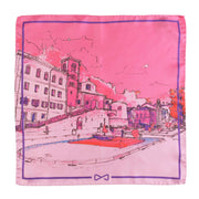 Fazzoletto da Taschino Seta Jacquard Rosa Capsule Sora "Piazza Nuova" aperto