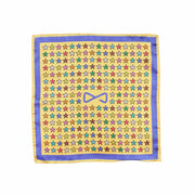 Fazzoletto da Taschino in Seta Gialla e Blu con pattern Stella aperto