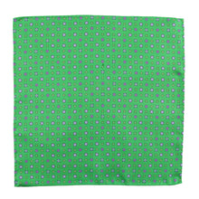 Load image into Gallery viewer, Green Pure Silk Pocket Square in Geometric Pattern

