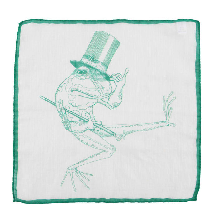 Pochette In Lino e cotone Con Fantasia Rana Verde