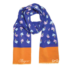 Load image into Gallery viewer, Orange and Blu Wool Scarf in Eagles Pattern
