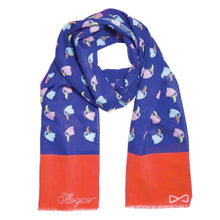 Load image into Gallery viewer, Blue &amp; Red Wool Scarf in Eagles Pattern
