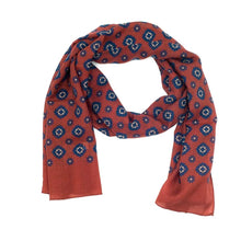 Load image into Gallery viewer, Orange &amp; Blue Wool Scarf in Eagles Pattern
