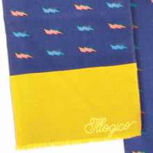 Load image into Gallery viewer, Yellow and Blue Wool Scarf in Thunder Pattern
