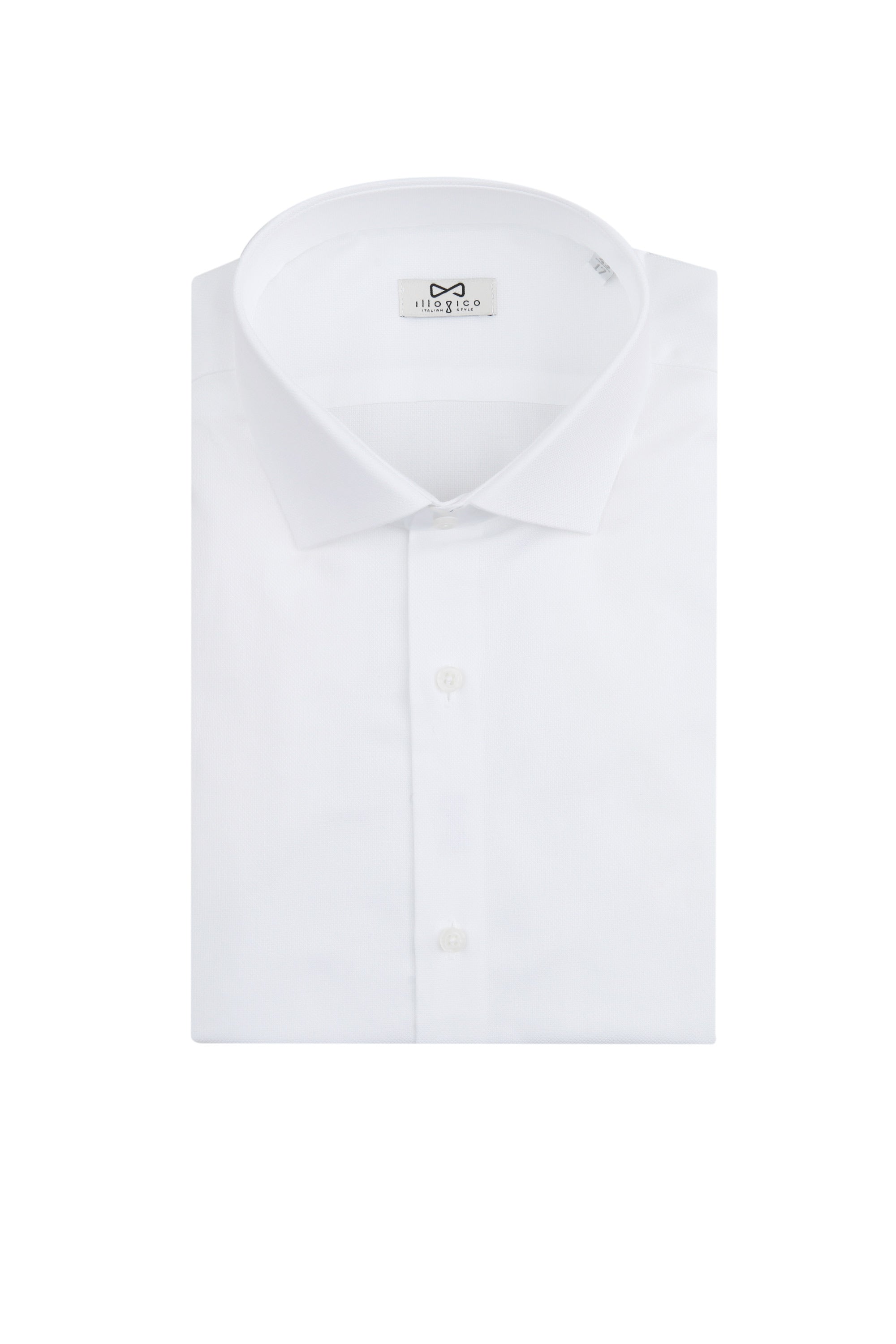 Camicia bianca con colletto con ampia apertura in Cotone egiziano Camicia bianca con colletto con ampia apertura in Cotone egiziano