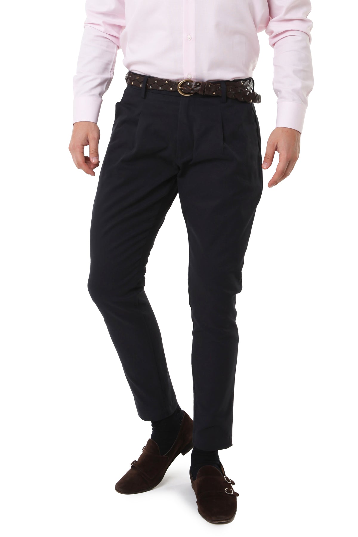 Pantalone chino in cotone con una pence blu