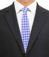 Load image into Gallery viewer, Orange Pure Silk Tie Blue Circle Pattern
