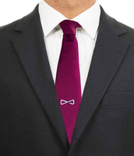 Load image into Gallery viewer, Red Wine Pure Silk Tie with ligh Blue embroidered logo

