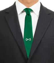 Load image into Gallery viewer, Green Pure Silk Tie with white embroidered logo
