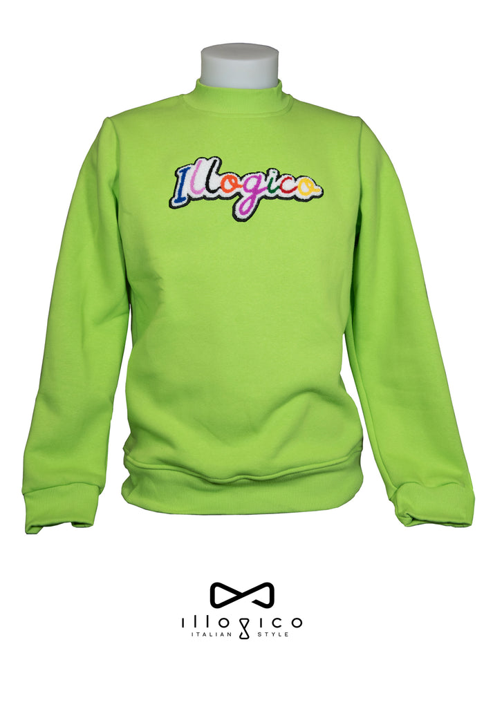 Felpa Verde Lime Girocollo Lupetto , Edizione Limitata , in puro cotone