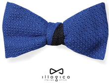 Load image into Gallery viewer, Pure Silk Blue &amp; Black Double Face Self Tied Bow Tie
