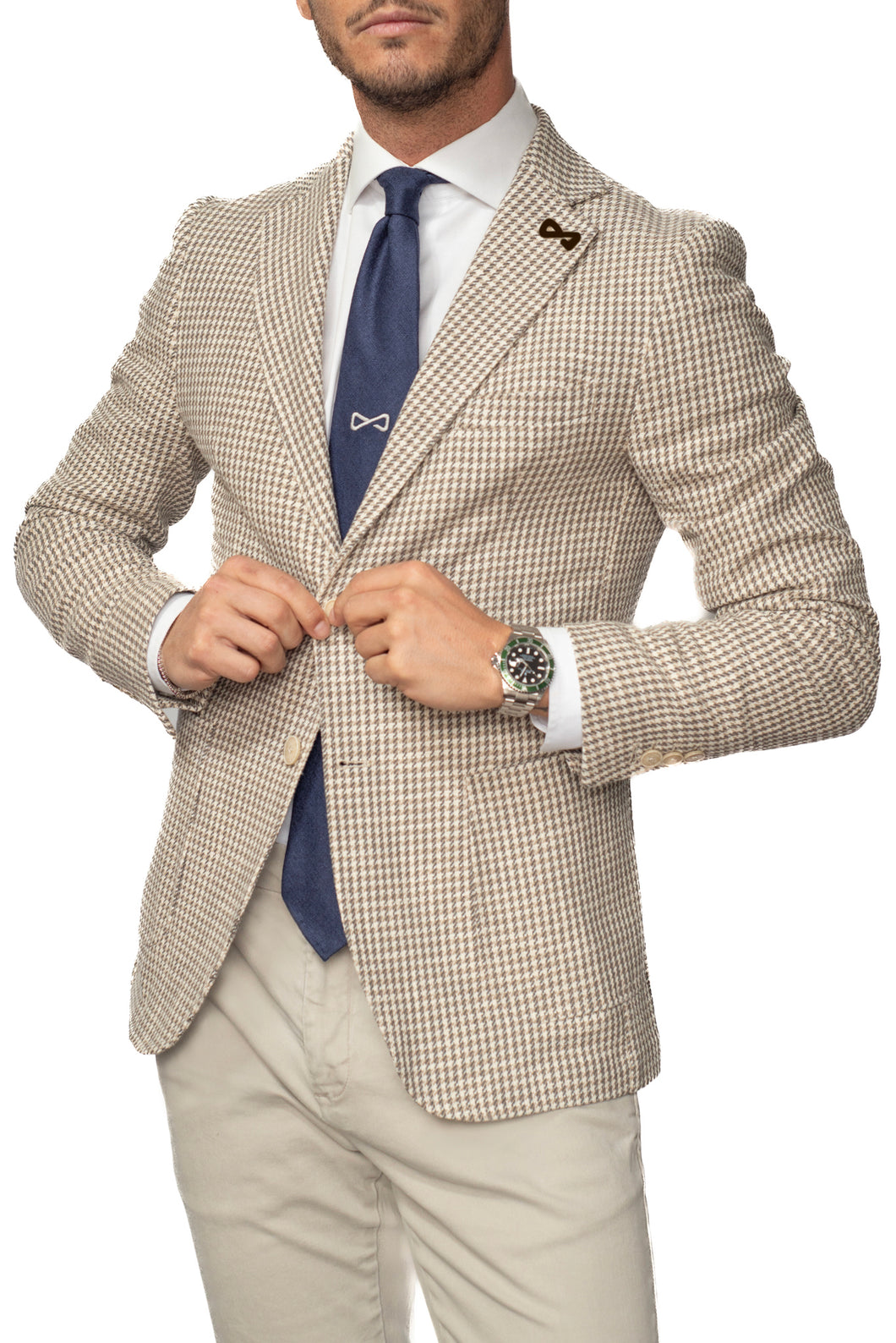 Single-Breasted Jacket in Cotton Blue Avion