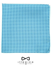 Load image into Gallery viewer, Light Blue Pure Silk Pocket Square in Geometric Pattern
