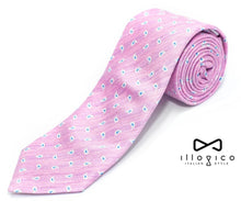Load image into Gallery viewer, Linen Pink Tie in Light Blue Drops Pattern
