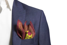 Load image into Gallery viewer, Red Wool Pocket Square in Floral Pattern
