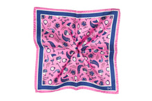 Load image into Gallery viewer, Pink Pure Silk Pocket Square in Blue Pattern
