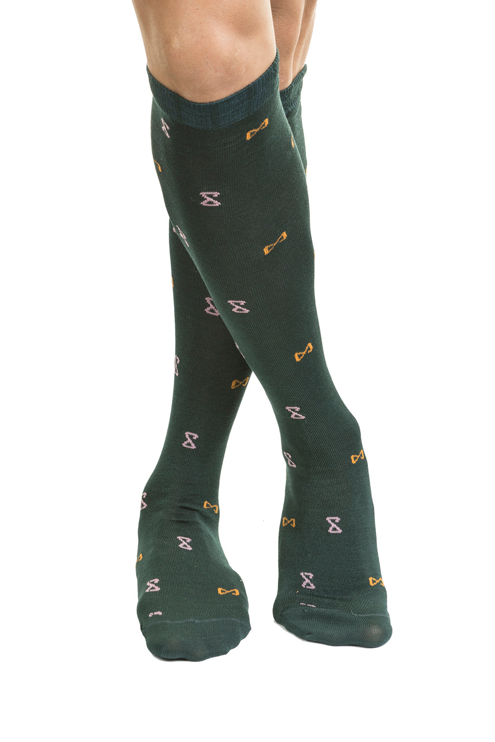 Calza Lunga in Cotone verde e rosa