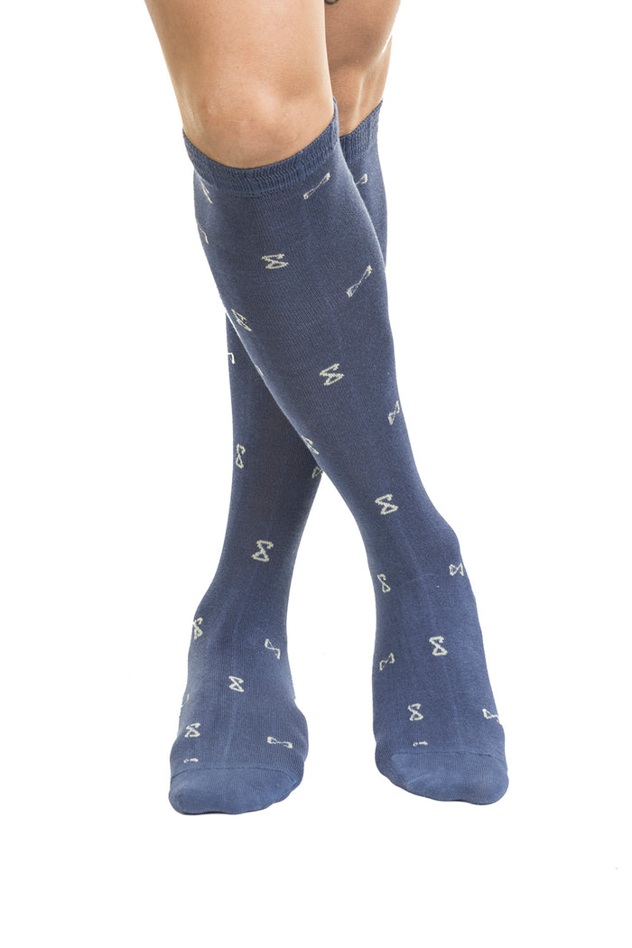 Calza Lunga in Cotone Blu Avion