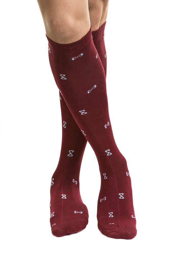 Calza Lunga in Cotone Bordeaux