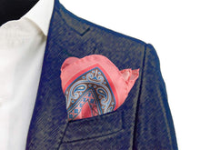 Load image into Gallery viewer, Pink Pure Silk Pocket Square in Geometric Pattern
