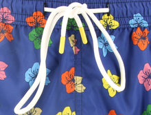 Load image into Gallery viewer, Blue Swim Short in in cherry blossoms Pattern
