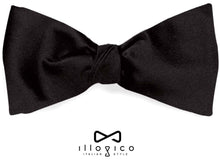 Load image into Gallery viewer, Pure Silk Black Self Tied Bow Tie
