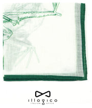 Pochette In Lino e cotone Con Fantasia Rana Verde