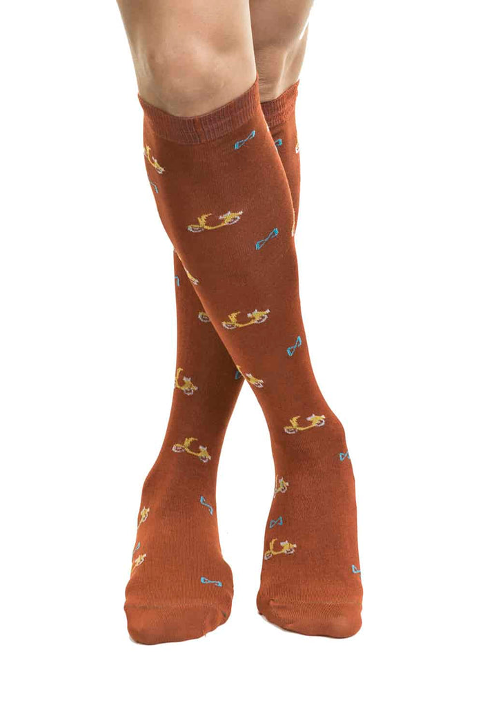 Calza Lunga in Cotone Ocra con Vespa 50